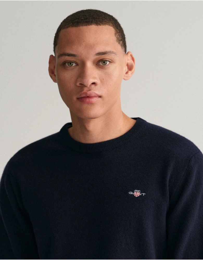 Superfine Lambswool Marine Crew Neck Sweater