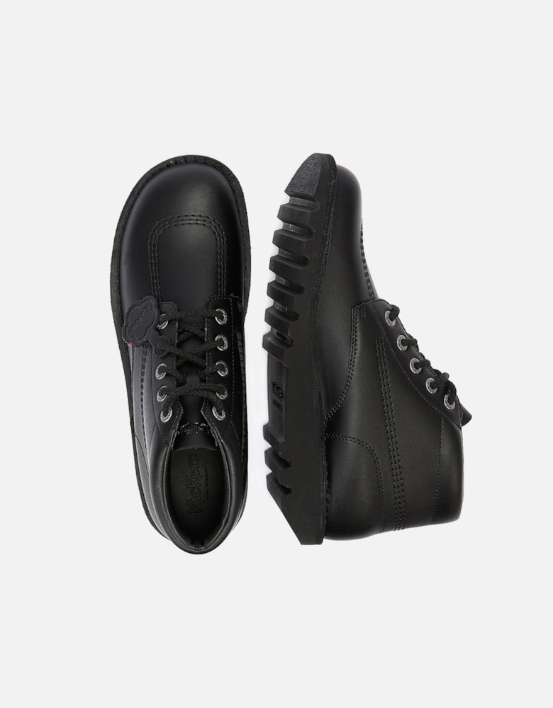 Kick Hi Junior Black Leather Ankle School Boots