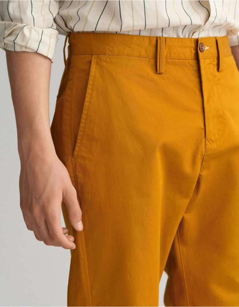 Regular Fit Twill Chinos in Mustard Brown