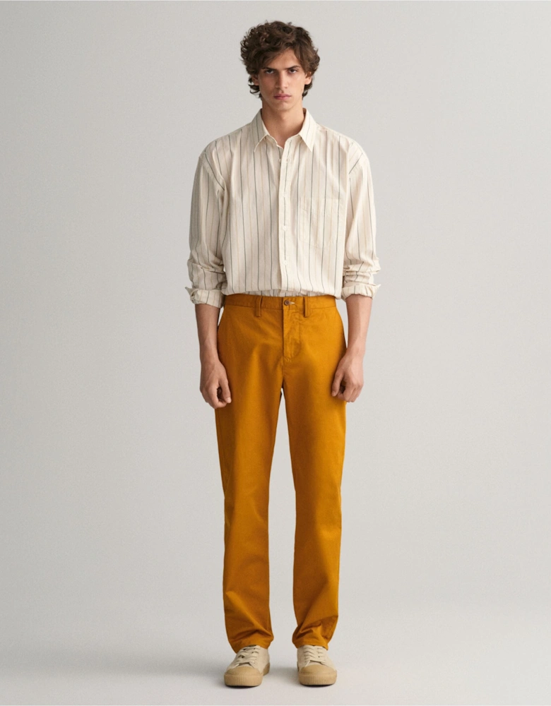 Regular Fit Twill Chinos in Mustard Brown