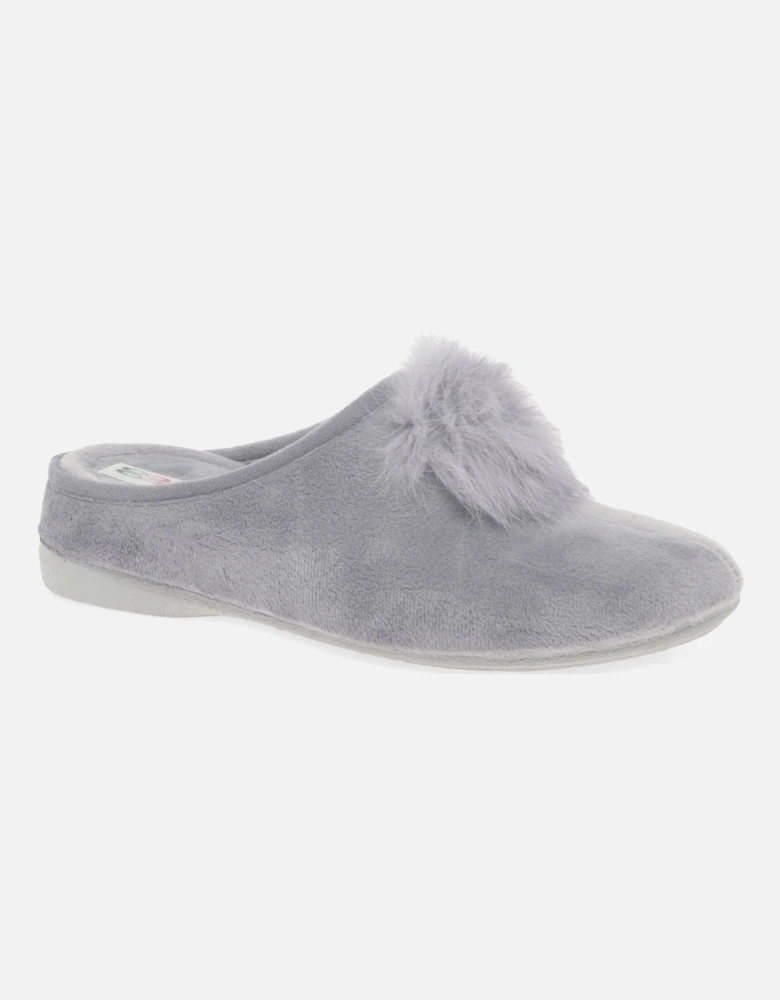 Pom Pom Womens Slip On Mule Slippers