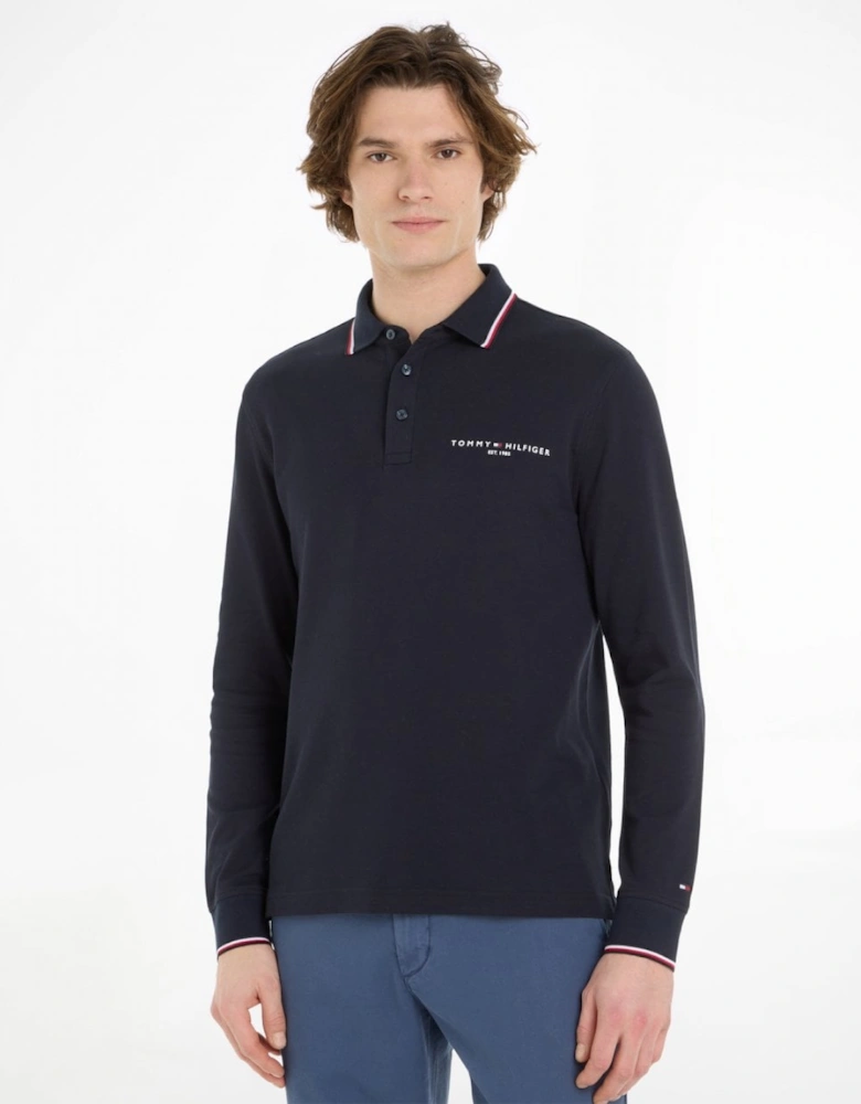 Tipped Place Long Sleeve Mens Slim Fit Polo