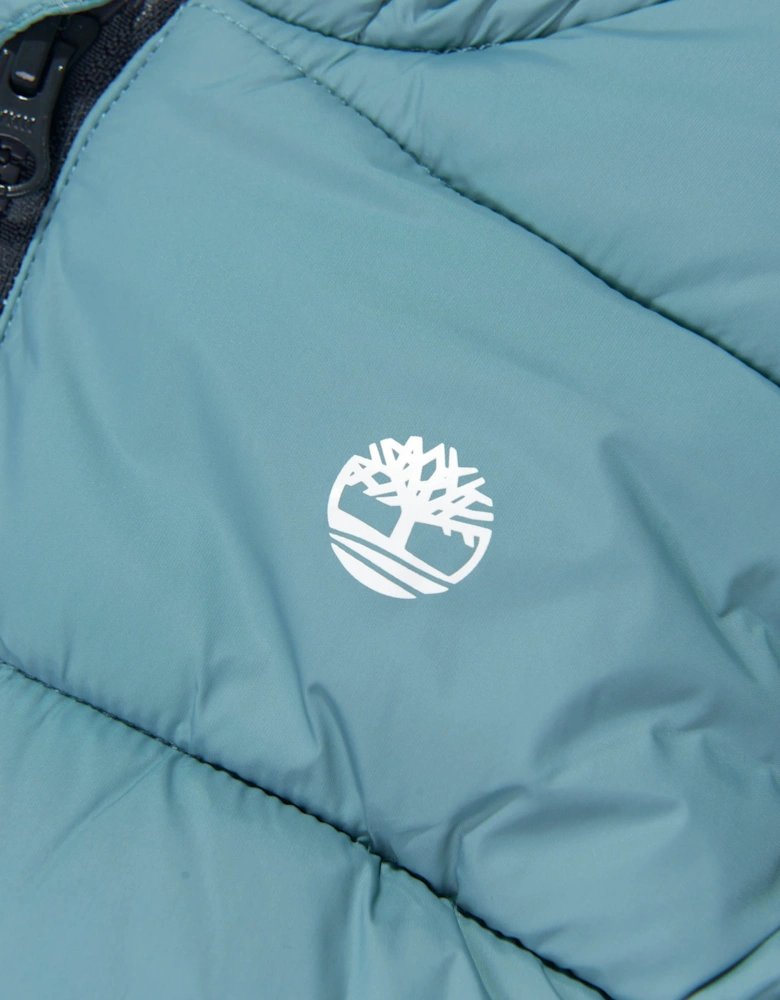 Aqua Blue Logo Puffer Coat