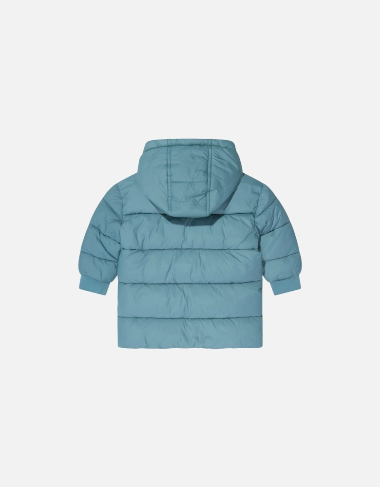 Aqua Blue Logo Puffer Coat