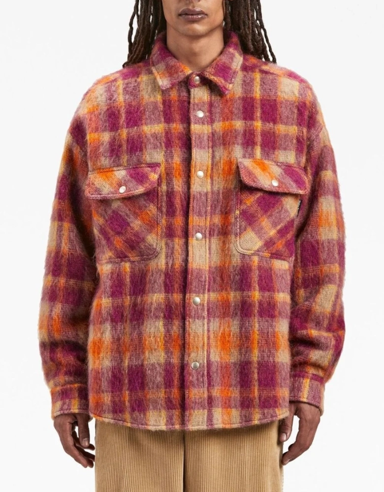 Brushed Wool Check Overshirt Orange