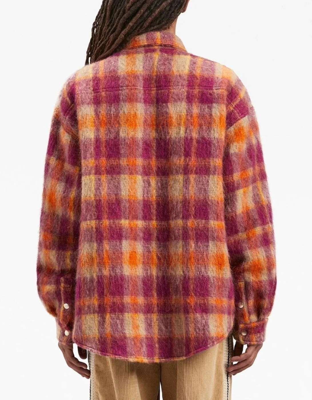 Brushed Wool Check Overshirt Orange