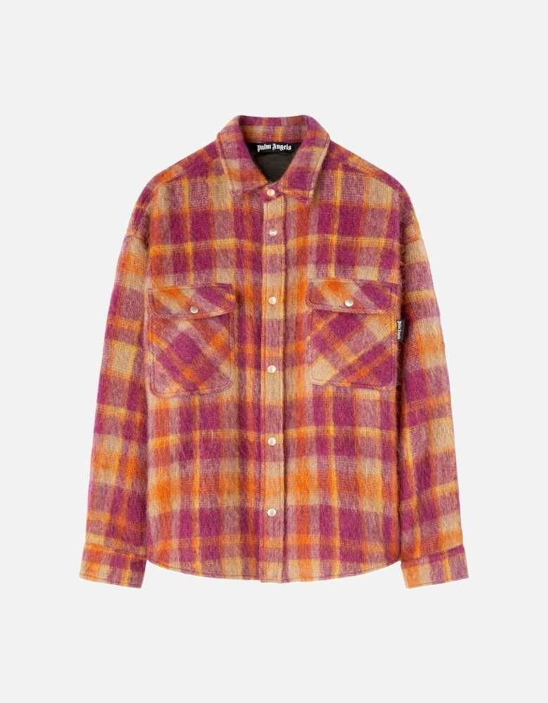 Brushed Wool Check Overshirt Orange