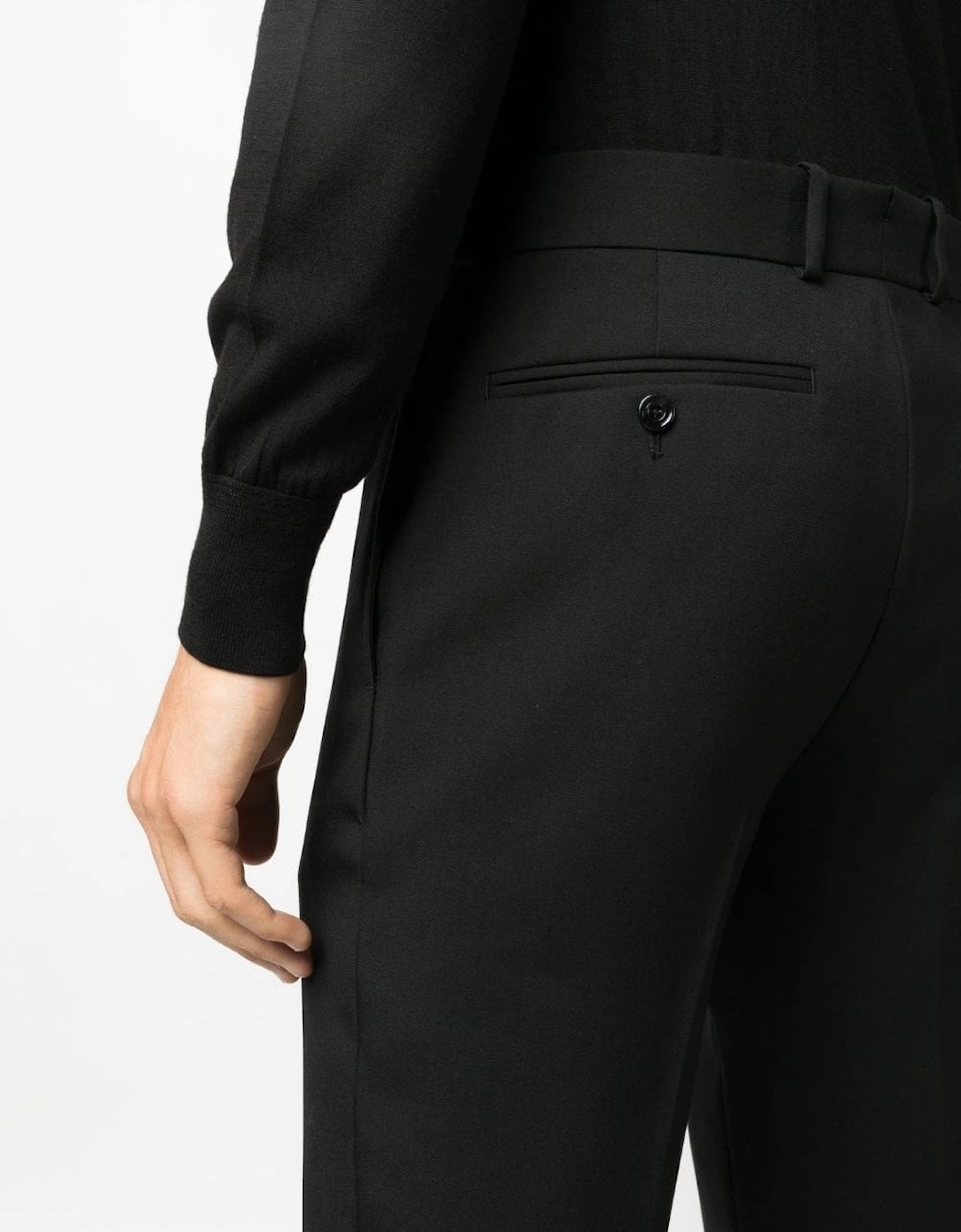 Wool Cigarette Trousers Black