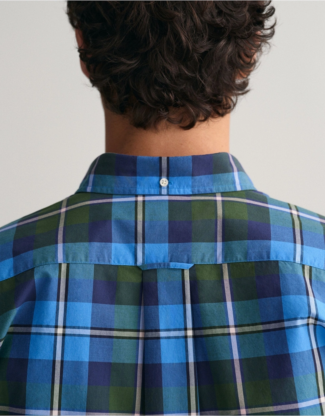 Regular Fit Large Checked Poplin Green Shirt