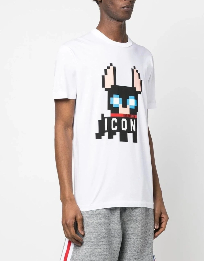 Pixel Icon Dog T-shirt White