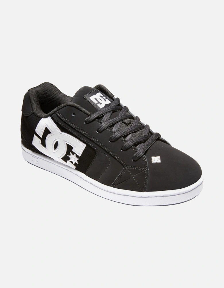 Mens Net Leather Low Trainers - Black/Black/White