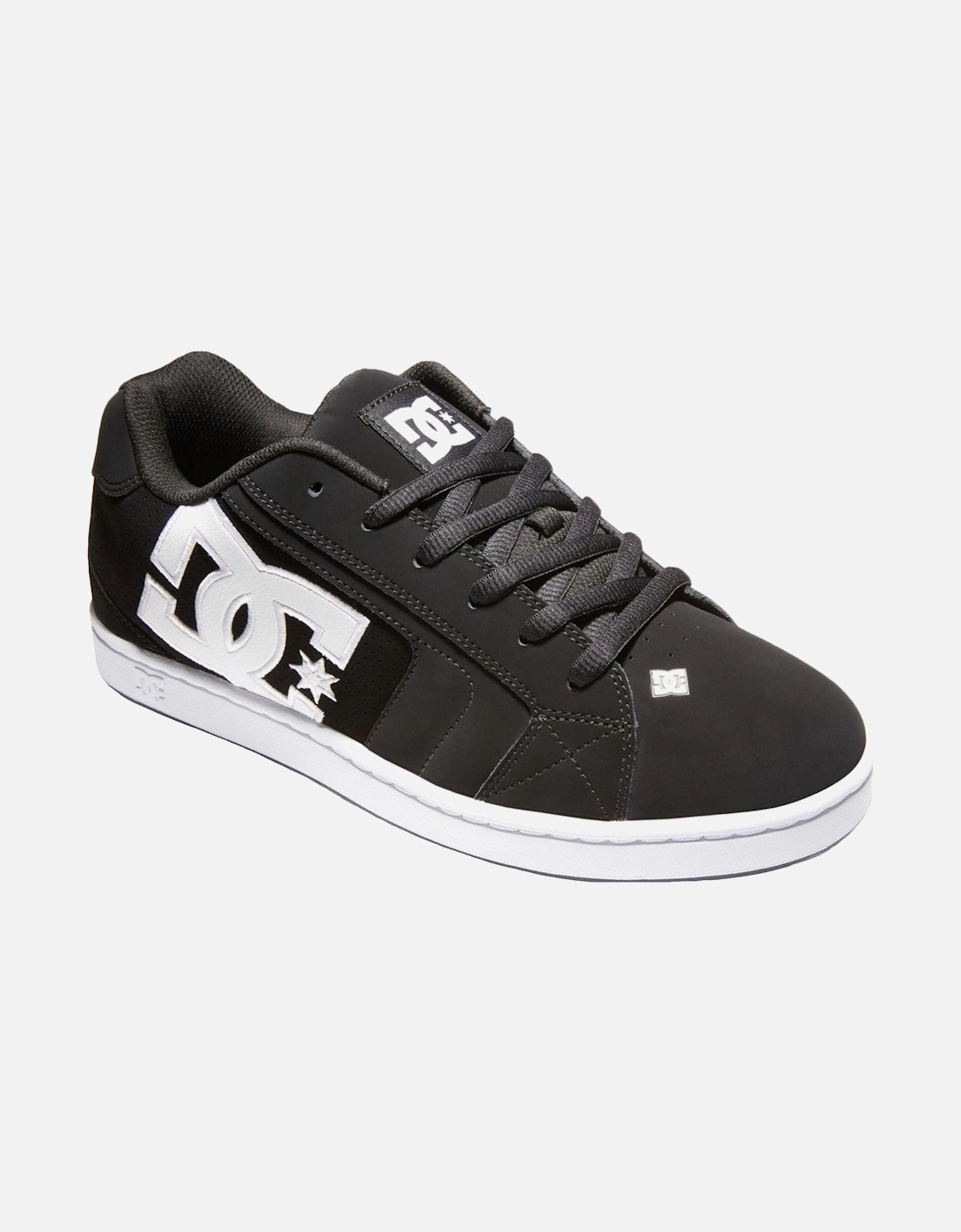 Mens Net Leather Low Trainers - Black/Black/White, 4 of 3