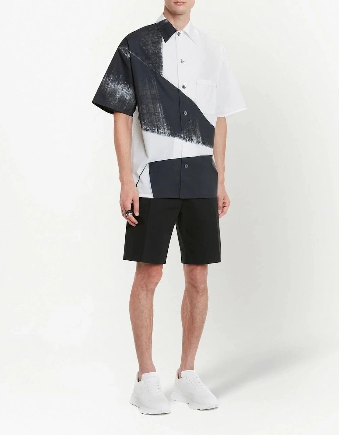 Double Diamonds Print Shirt White/Black