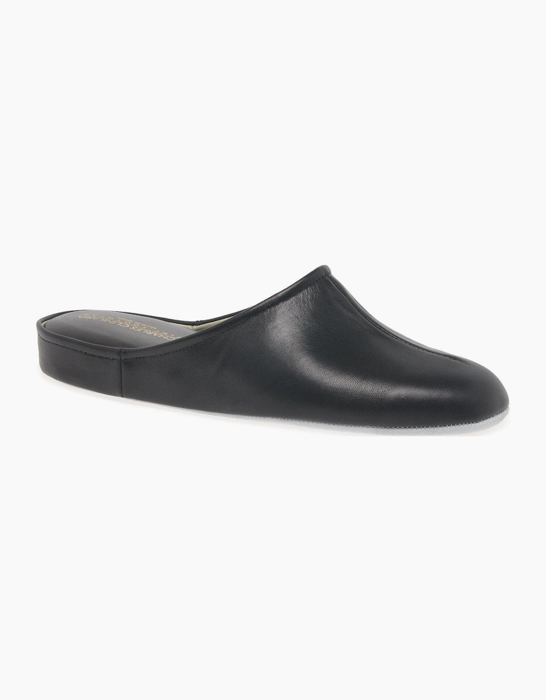Men's Gavin Mens Leather Slippers - Black - Size: 8