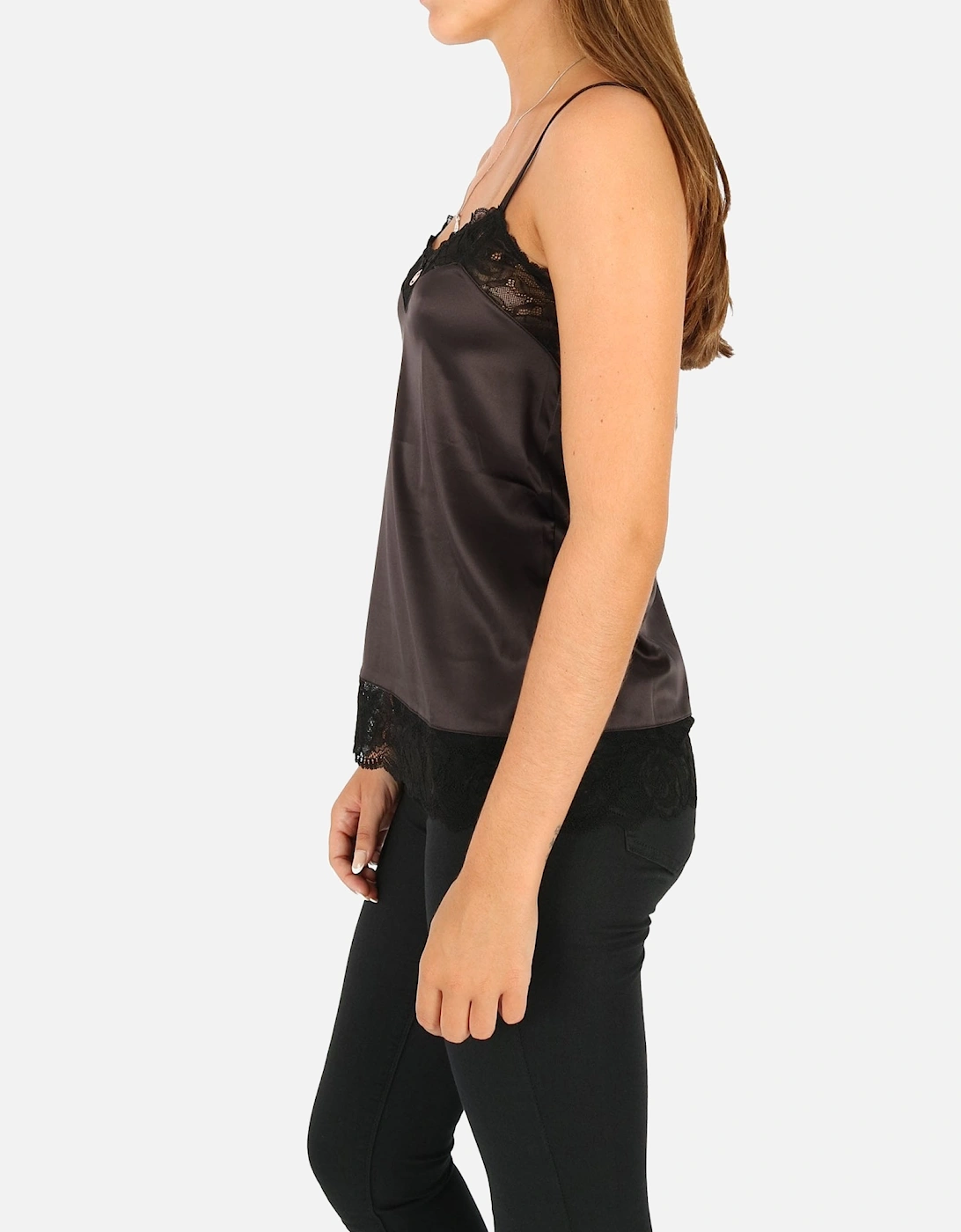 Lace Trim Camisole Black Top