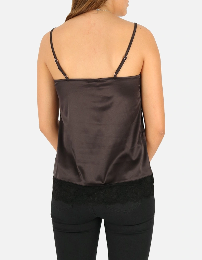 Lace Trim Camisole Black Top