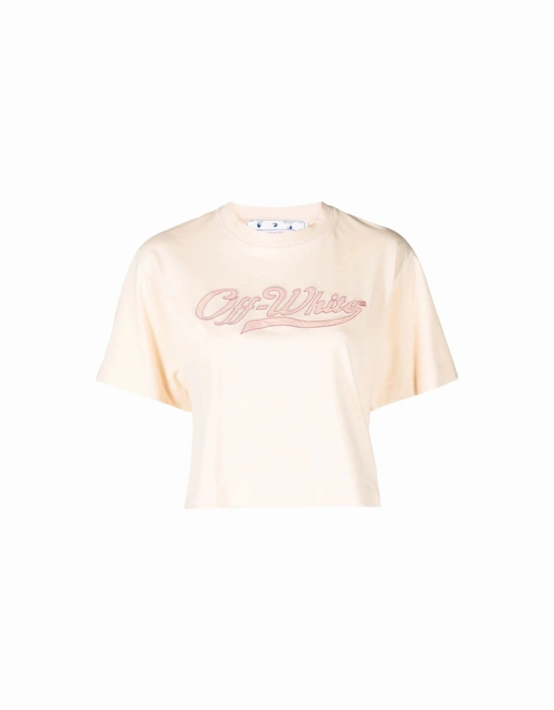 Womens Baseball Crop Tee Nude