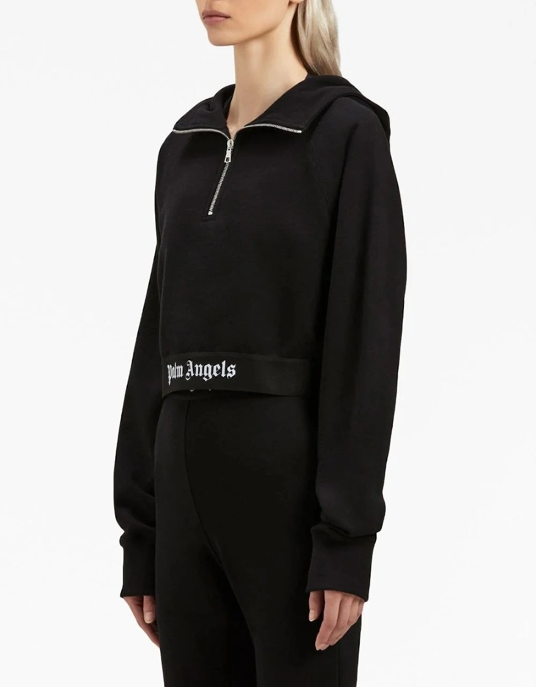 Women's Logo Tape Zip Hoodie Black