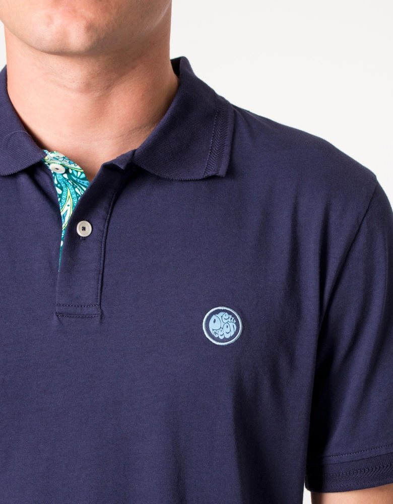 Slim Fit Itchycoo Paisley Contrast Placket Polo Shirt