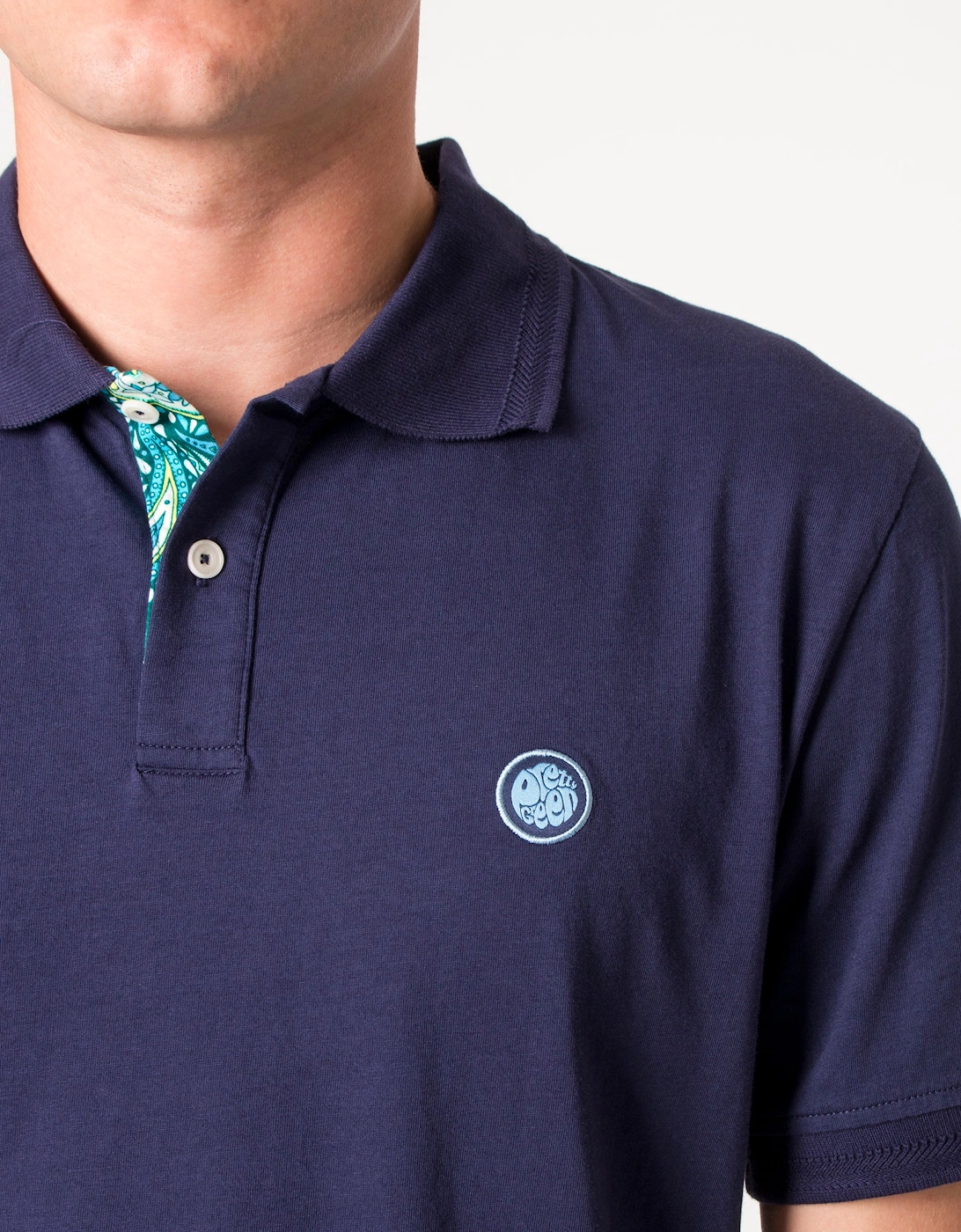 Slim Fit Itchycoo Paisley Contrast Placket Polo Shirt