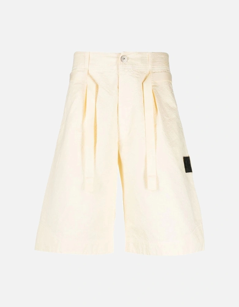 Badge Mid Length Shorts Beige