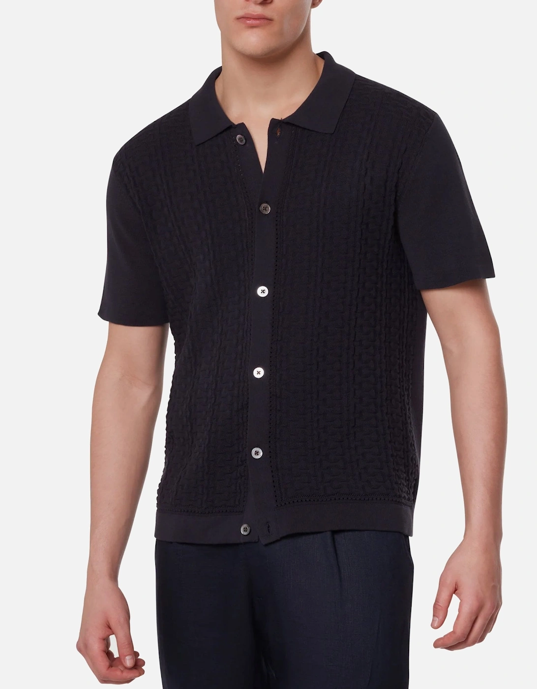 Link Knitted Navy Textured Shirt, 6 of 5