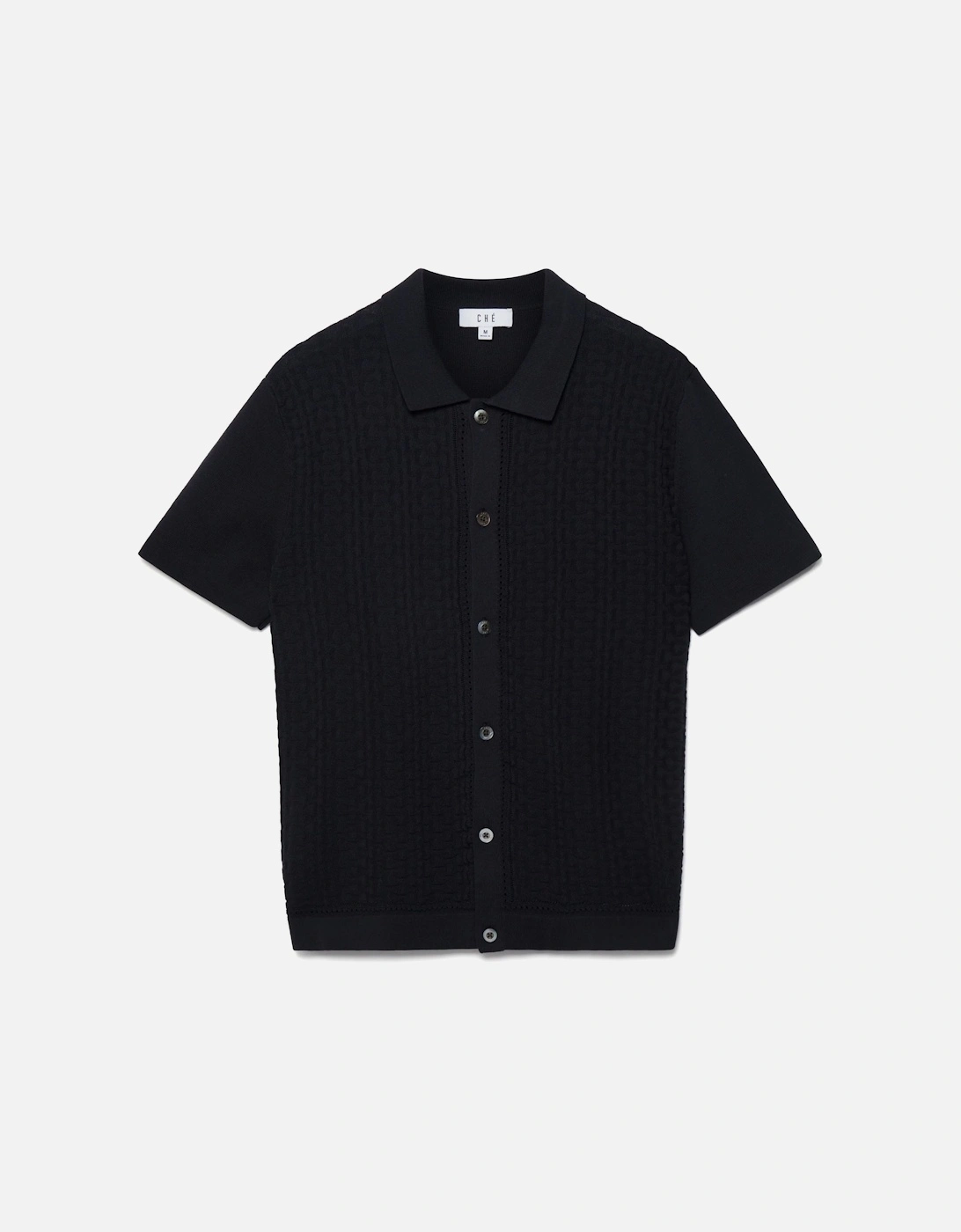 Link Knitted Navy Textured Shirt