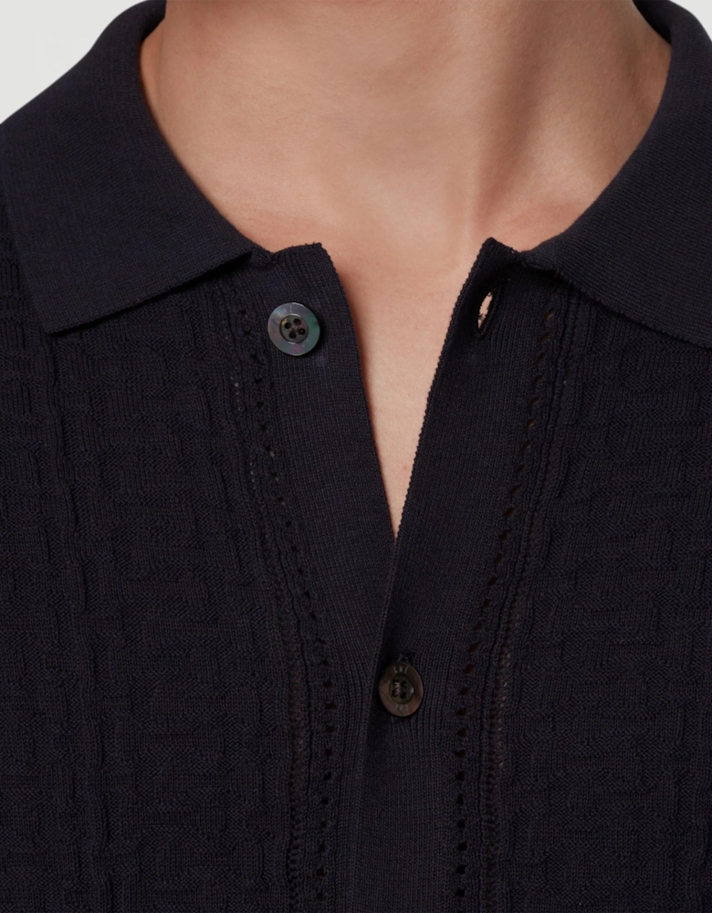 Link Knitted Navy Textured Shirt