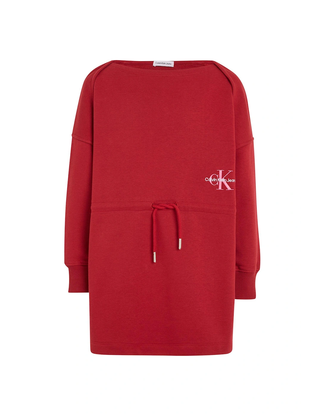Girls Monogram Off Placed Sweat Dress - Bold Red, 3 of 2