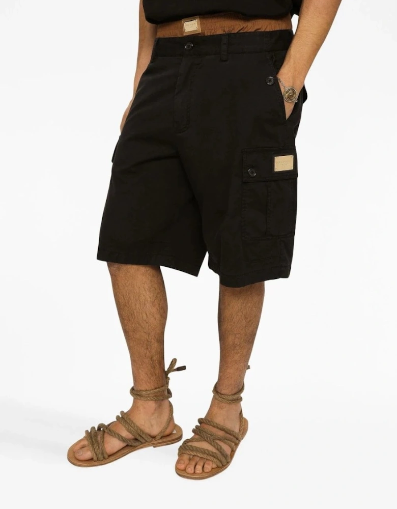 Cotton Cargo Shorts Black