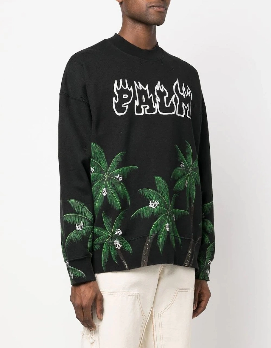 Palms & Skull Crew Sweatshirt Black