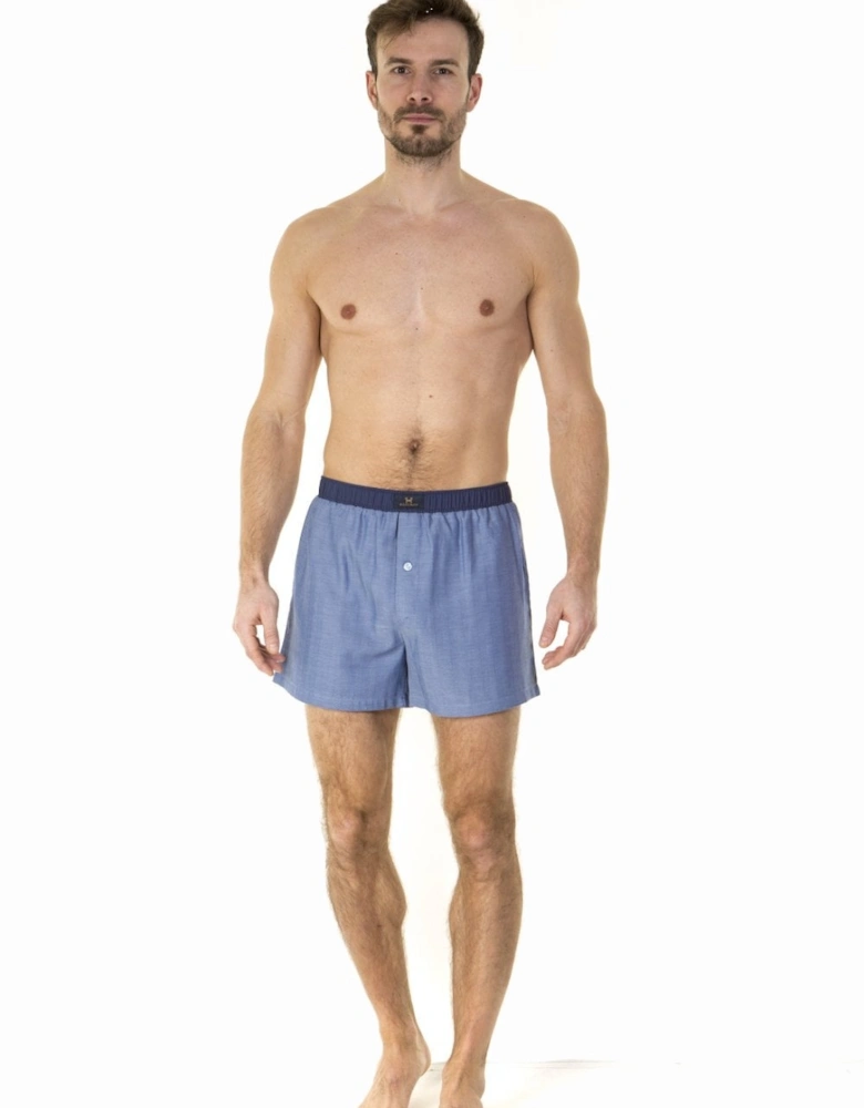 Mens Assorted Blue Combed Cotton Boxer Shorts