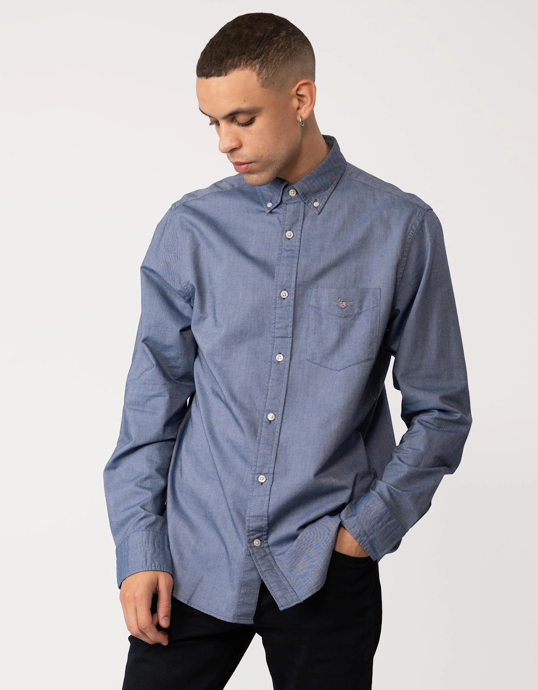 Gant Men's Blue Regular Fit Long Sleeve Oxford Shirt - - : 46/Regular Xxxl
