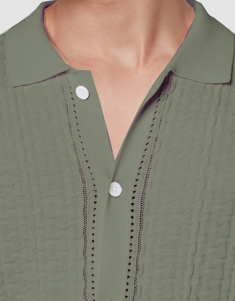 Link Knitted Green Textured Shirt