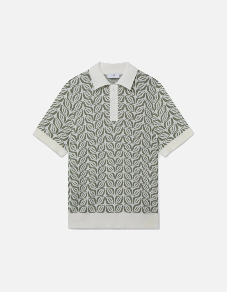 Amalfi Geometric Knitted Sage Green Polo