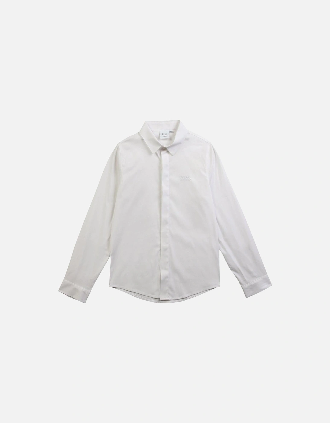 Boys White Cotton Long Sleeved Shirt, 3 of 2