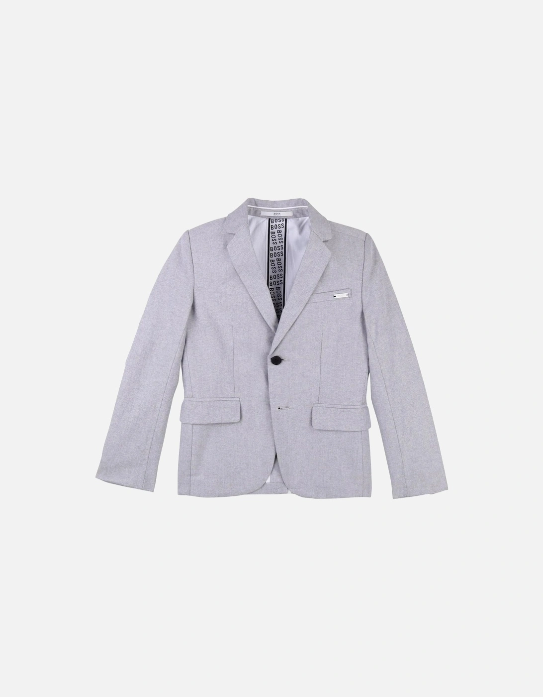 Boys Grey Cotton Suit Jacket, 4 of 3