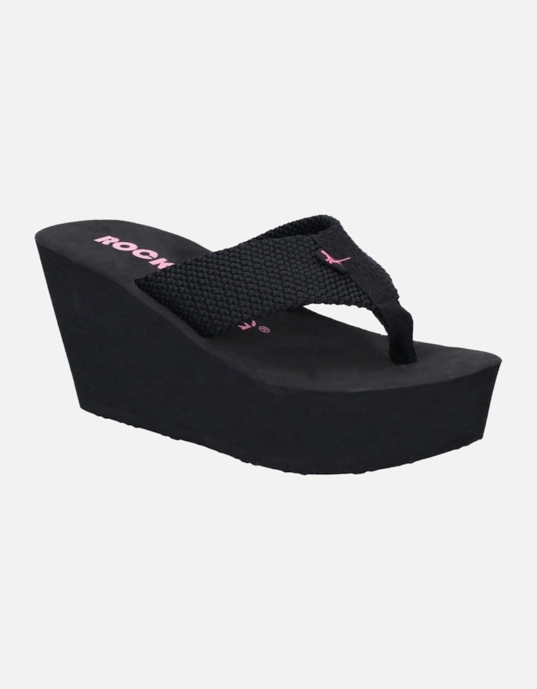 Diver Webbing Womens Toe Post Wedge Sandals