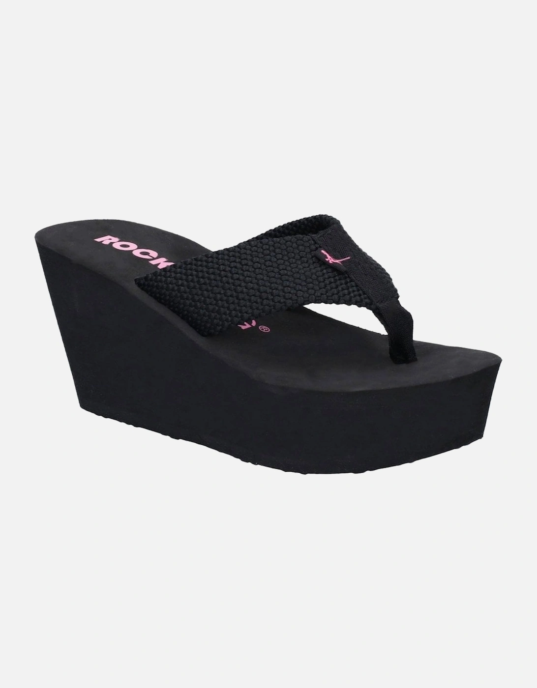 Diver Webbing Womens Toe Post Wedge Sandals, 5 of 4