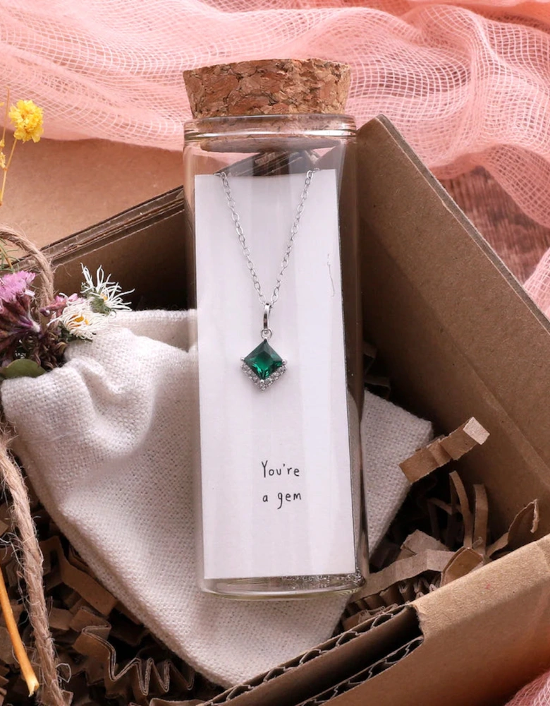 You're A Gem Large crystal Necklace-Silver