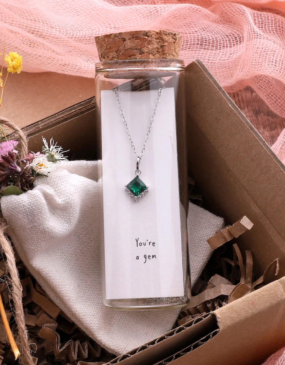 You're A Gem Large crystal Necklace-Silver, 2 of 1