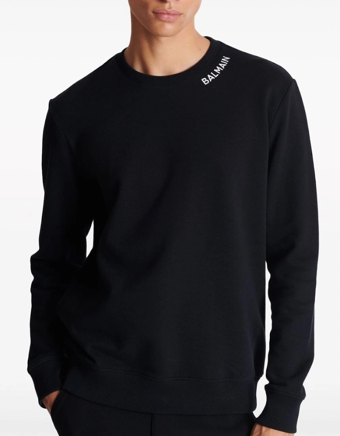 Stitch Collar Sweatshirt Black