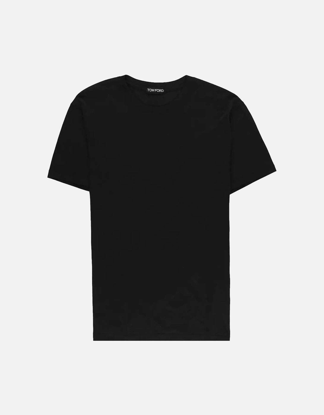 Placed Rib Cotton T-shirt Black