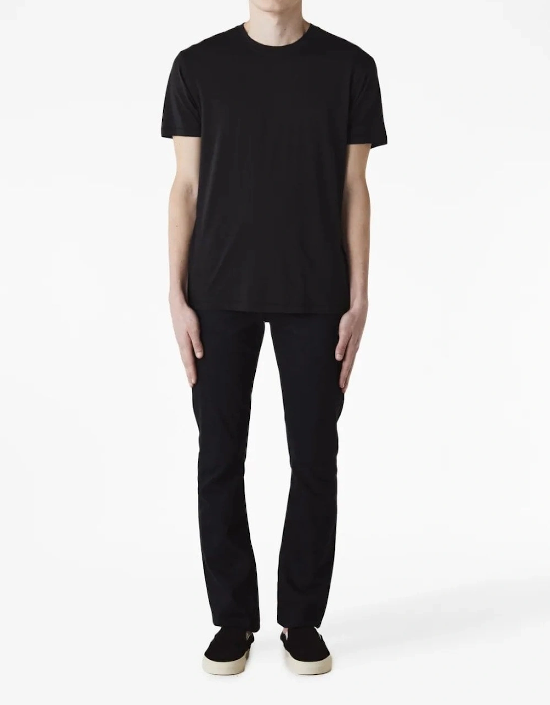 Placed Rib Cotton T-shirt Black, 4 of 3