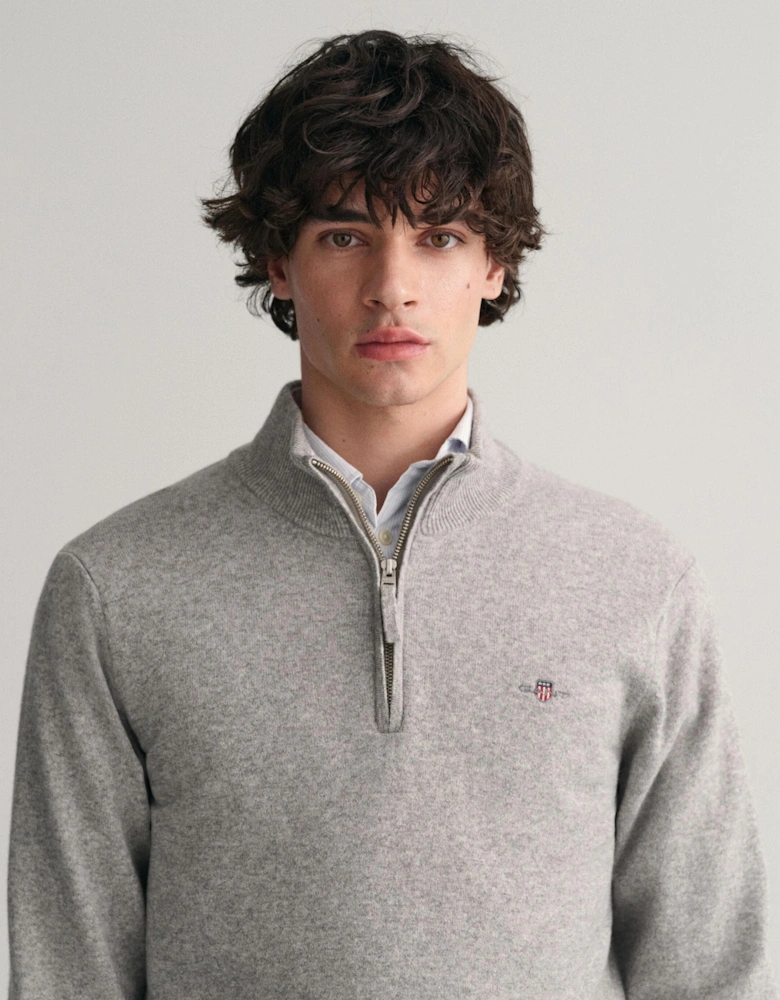 Mens Superfine Lambswool Half Zip Cardigan