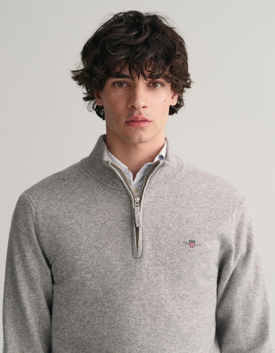 Mens Superfine Lambswool Half Zip Cardigan