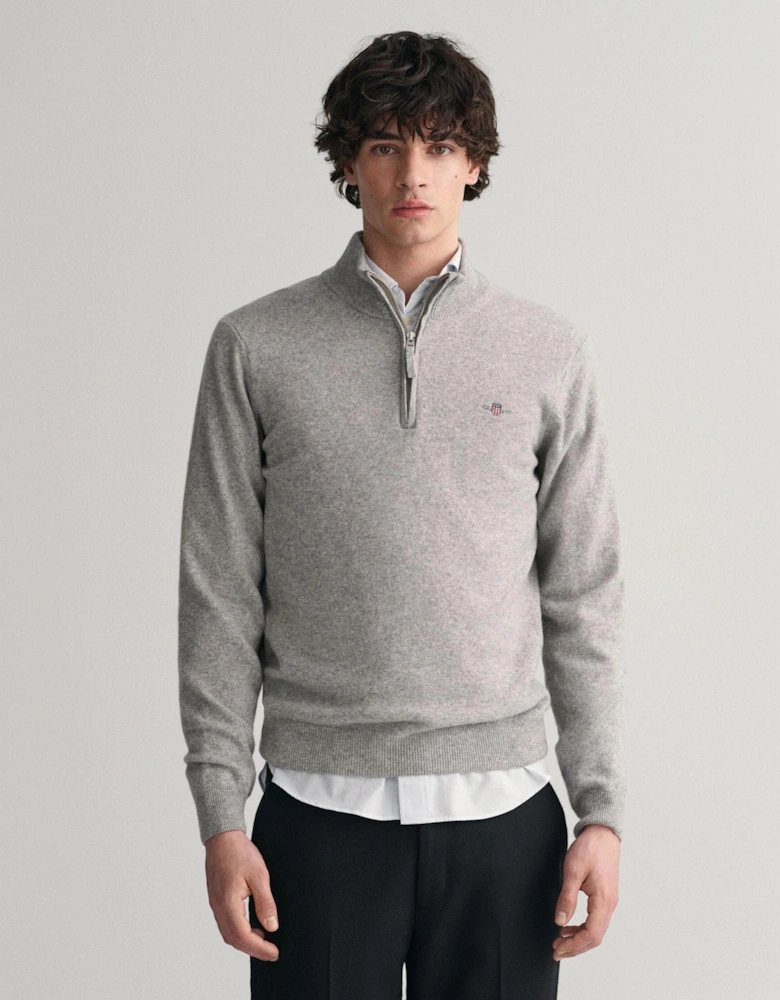Mens Superfine Lambswool Half Zip Cardigan