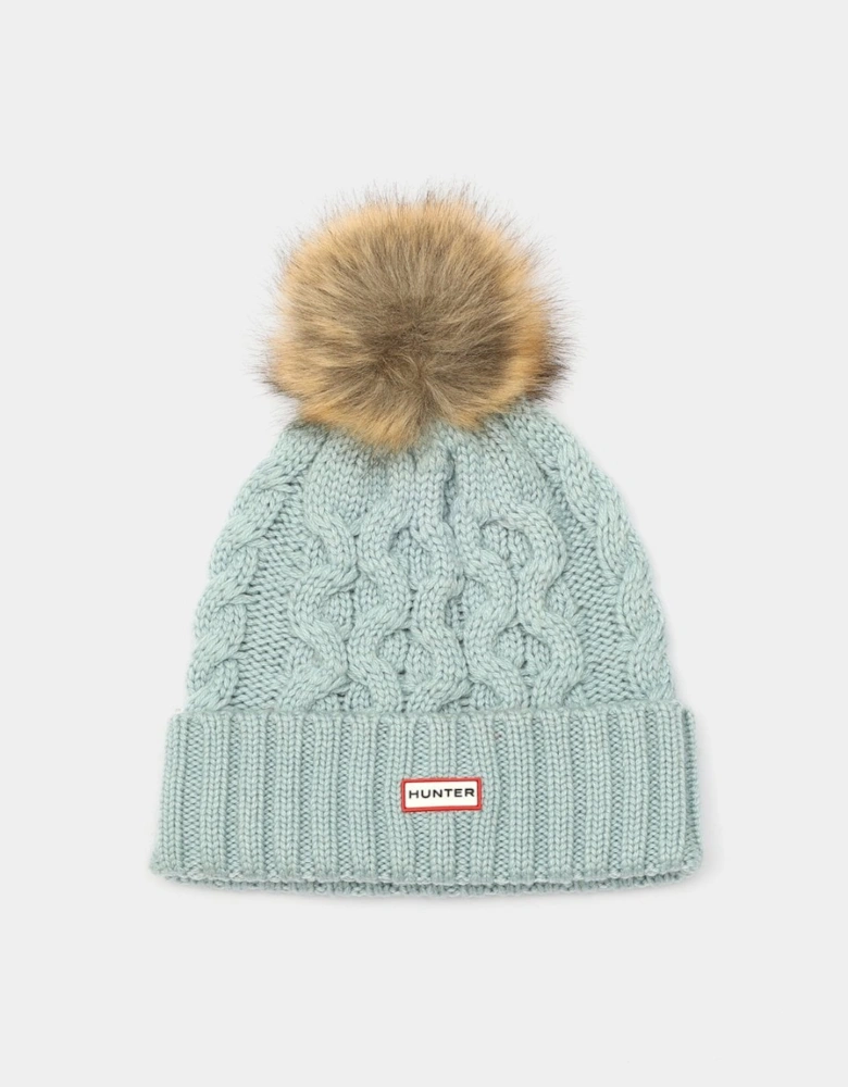 Unisex Cable Knit Beanie With Pom