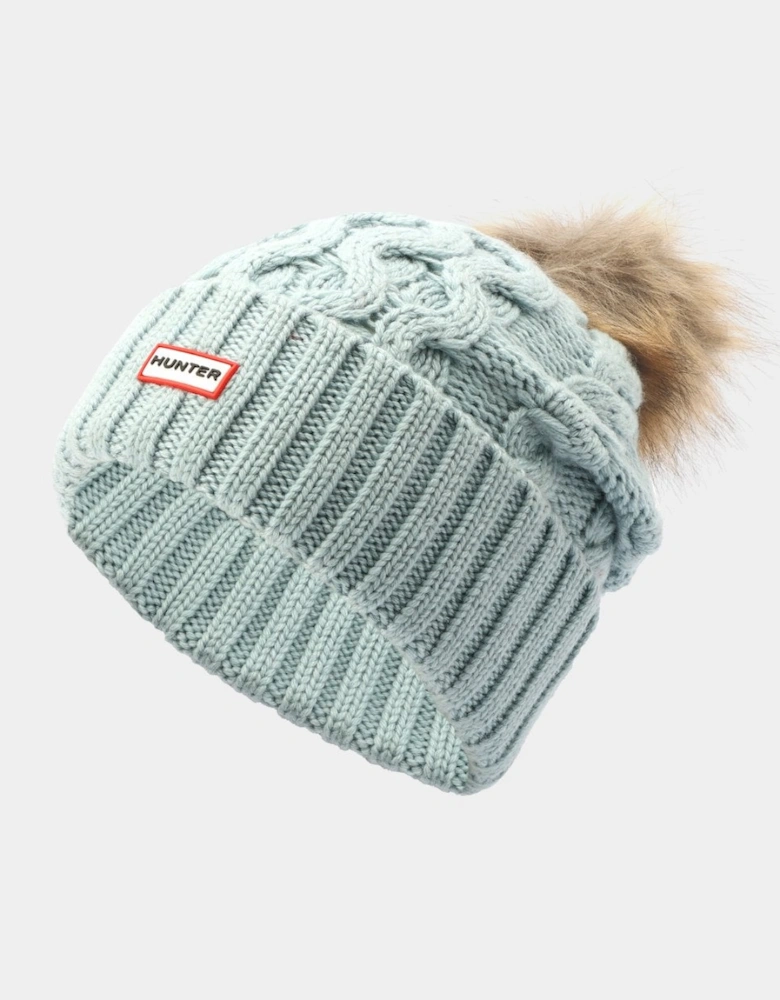 Unisex Cable Knit Beanie With Pom