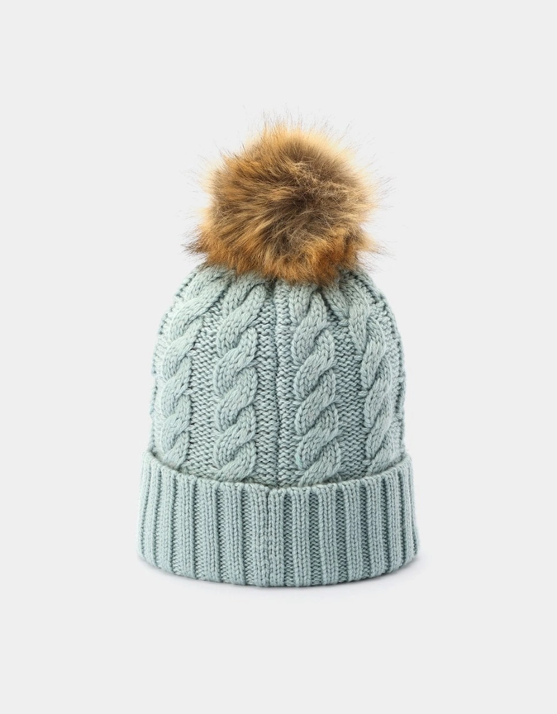 Unisex Cable Knit Beanie With Pom